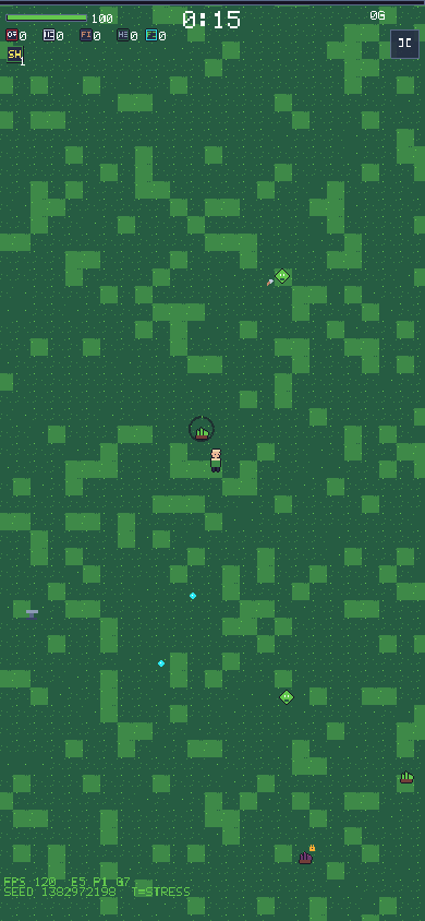 A run through Greenshade Woods: the swarm closes in while the player mines